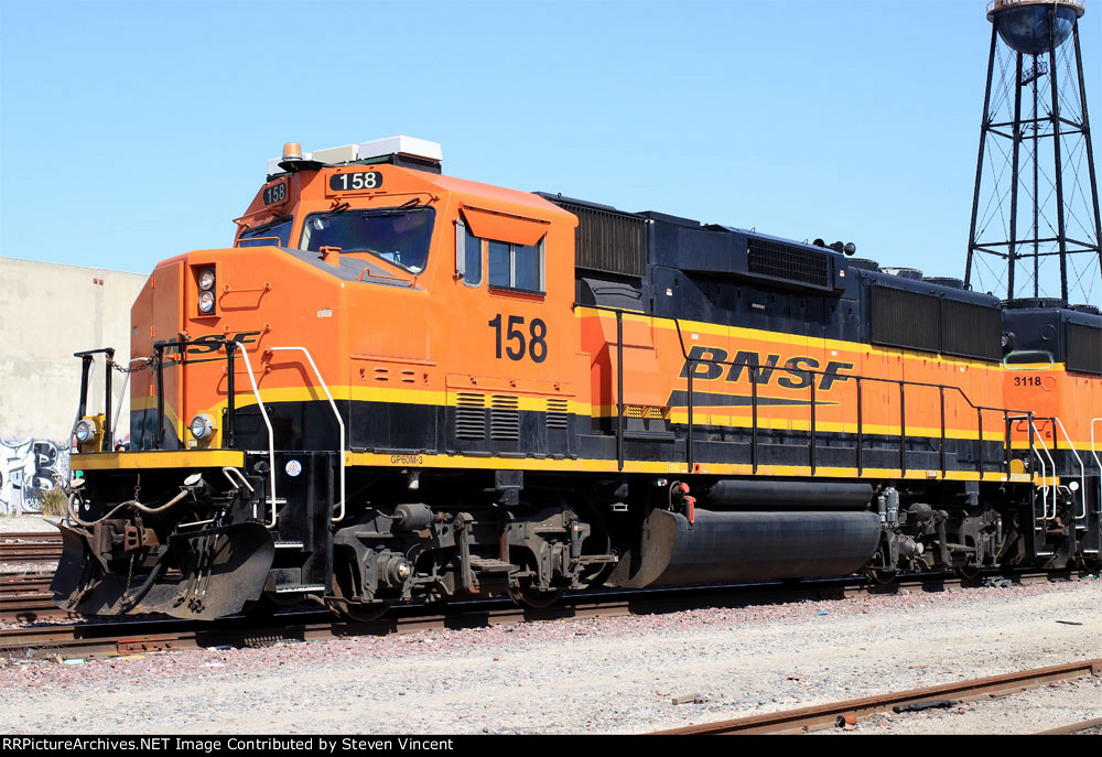 BNSF GP60M #158 here with "blockhead" PTC antenna array.